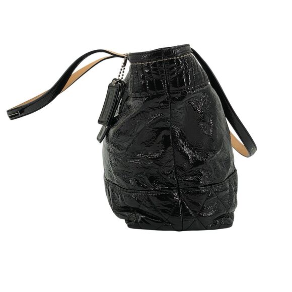 Coach Poppy Daisy Liquid Gloss Black Shoulder Bag Tote 18674 - Picture 4 of 16